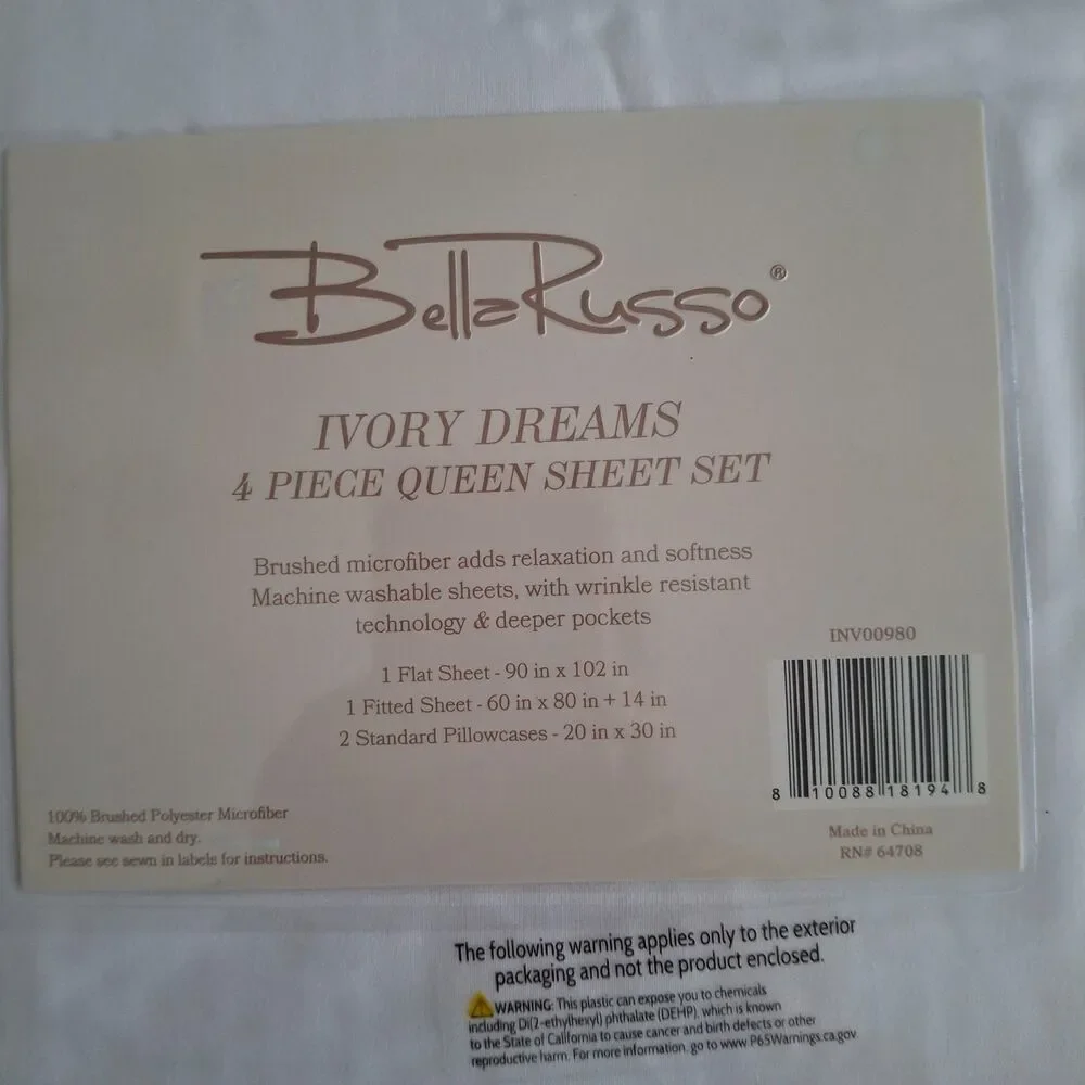 Bella Russo Ivory Dreams 4 Piece Queen Sheet Set